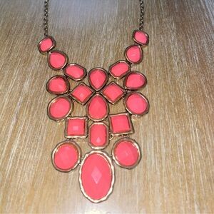Pink and Gold Geometric Statement Necklace